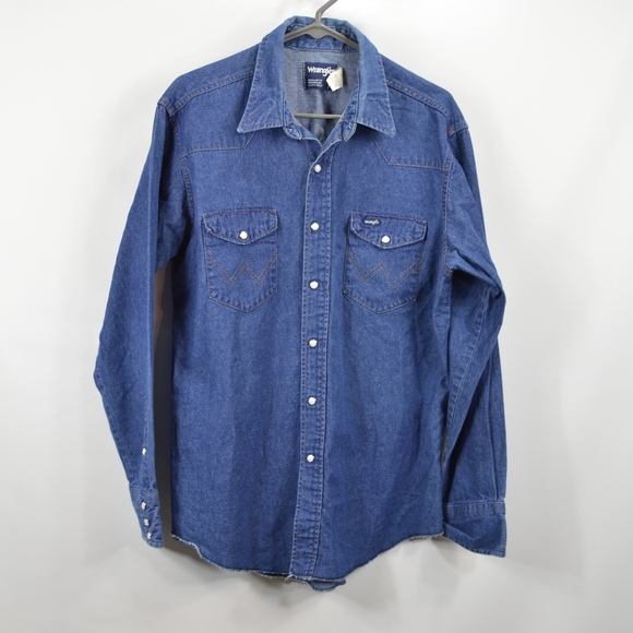 wrangler mens denim shirts